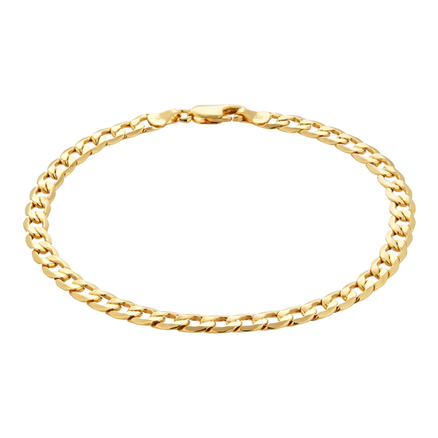 18ct Yellow Gold Hollow Curb Chain Bracelet