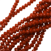 Simulated Ruby Glass Beads, 3x4mm Faceted Rondelles, Ruby Red (17.5 Inch Strand)