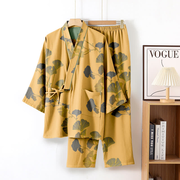Ownkoti Large Ginkgo Leaf Cotton Kimono Pajamas