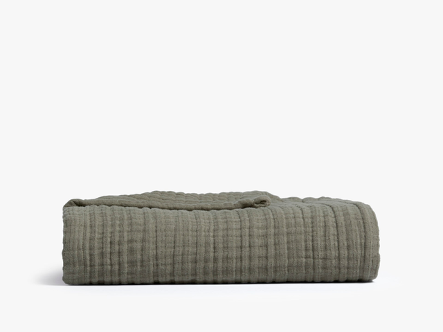 Cloud Linen Gauze Throw (Moss)