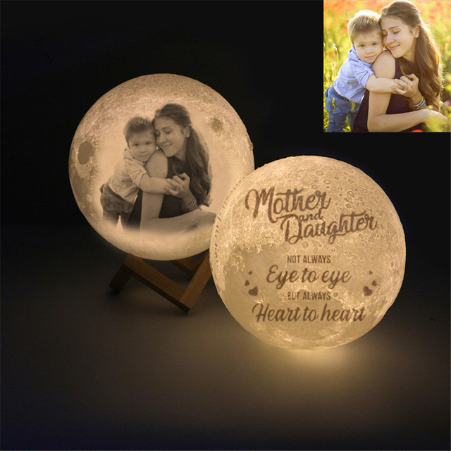 Custom Photo Moon Lamp Custom 3D Photo Engraved Moon Light 2 Colors
