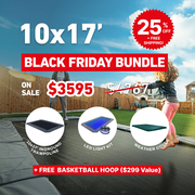 Summer Bundle Sale! 10'x17' Rectangle Pro-Line In-ground Trampoline + LED Lights + Cover