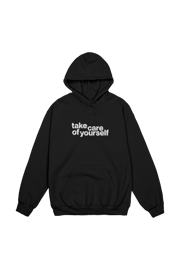 Fanjoy: Take Care Of Yourself Embroidered Black Hoodie