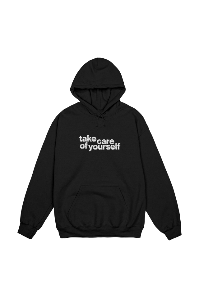 Fanjoy: Take Care Of Yourself Embroidered Black Hoodie