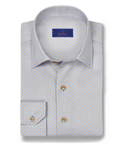 CBSM10017441 | Sky & Cocoa Micro Geometric Print Sport Shirt