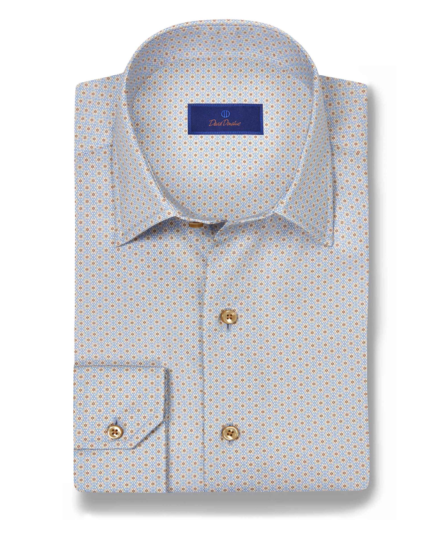 CBSM10017441 | Sky & Cocoa Micro Geometric Print Sport Shirt