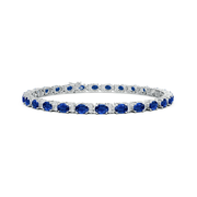 Classic Oval Blue Sapphire and Diamond Tennis Bracelet