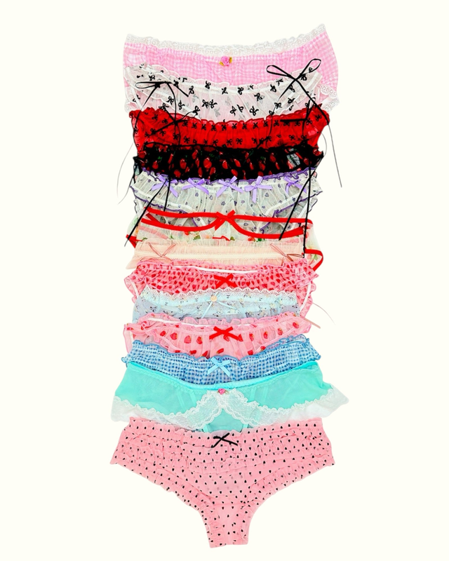 Mixed 5 Women's Lace Coquette Ruffle Panties in Various Designs
