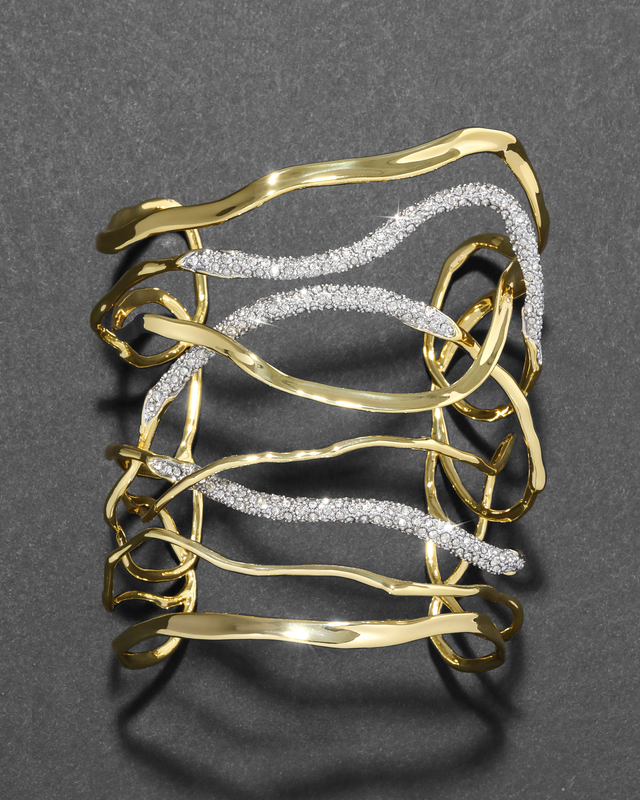 Solanales Crystal Intertwined Wide Cuff Bracelet