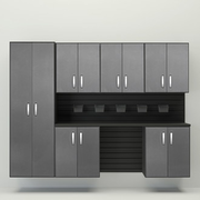 Flow Wall 8 Piece Cabinet Set - Black/Graphite