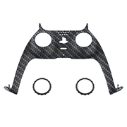 eXtremeRate Replacement Decorative Trim Shell with Accent Rings Compatible with PS5 Controller BDM-010/020/030/040/050 - Black Silver Carbon Fiber