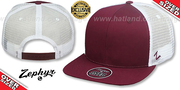Blank 'OVER-SIZED MESH-BACK SNAPBACK' Maroon-White Hat by Zephyr