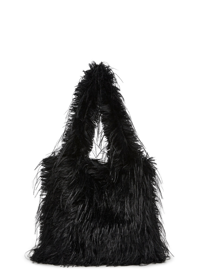 Star Dream Faux Fur Shoulder Bag - Black