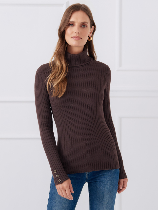 Brown Solid Arlette Turtleneck | Women's Sweaters | J.McLaughlin