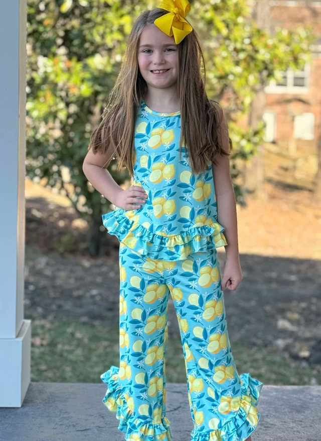 Lemon Ruffle Tank & Ruffle Pants Set