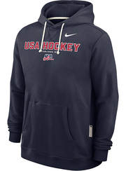 Nike USA Hockey Dri-FIT Ribbed Side Hooded Sweatshirt - Navy