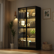 Display Cabinet Bookcase with Lights and Glass Doors