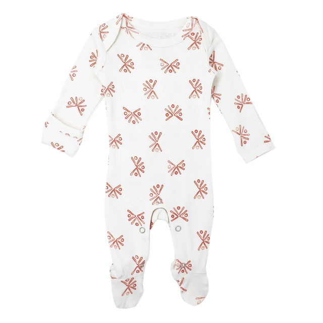 Organic Lap-Shoulder Footie in Copper Fans