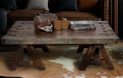 Aged Copper & Wood Coffee Table