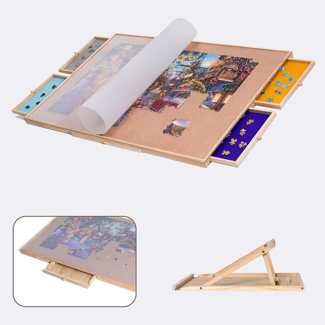 Jigsaw Puzzle Table with Adjustable Bracket for Up to 1500 Pieces
