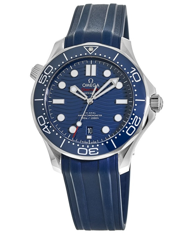 Omega Seamaster Diver 300M Blue Dial Rubber Strap Men's Watch 210.32.42.20.03.001
