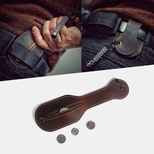 Vintage EDC Pouch for Men Snap Over Leather Coin Purse Slapjack
