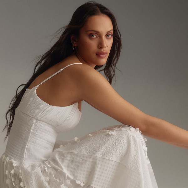 Sleeveless Embellished Smocked Midi Dress