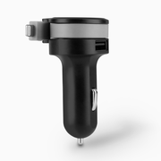 4.8A Car Charger with Built-in Lightning Rolling Ribbon Cable and USB Charging Port