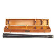 Original U.S. WWII Navy 16x MkII Quartermaster Spyglass Refracting Telescope by Hayward Lumber with Wood Case - Dated 1942
