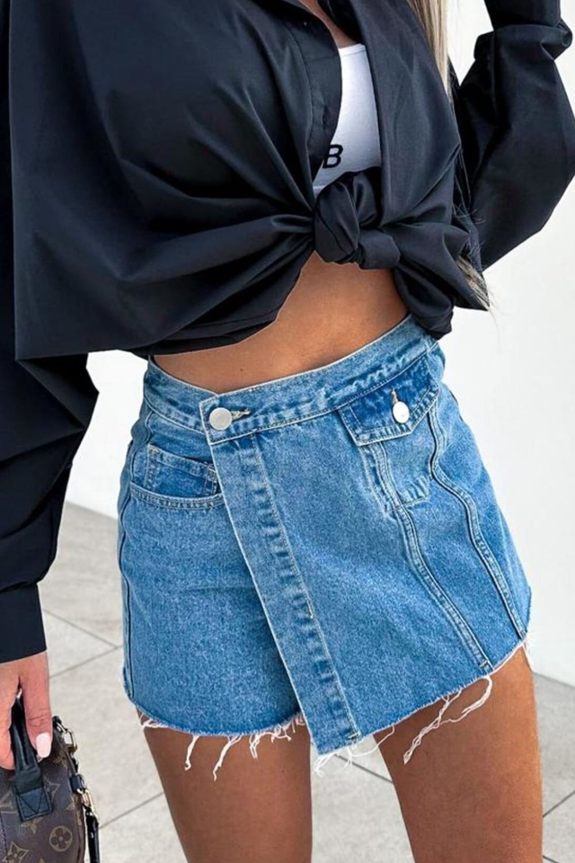 Raw Hem Denim Skorts
