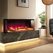 40/50/60/70-Inch 3-Sided Wall Mounted Electric Fireplace 9/12 Flame Colours and 5 Brightness Modes