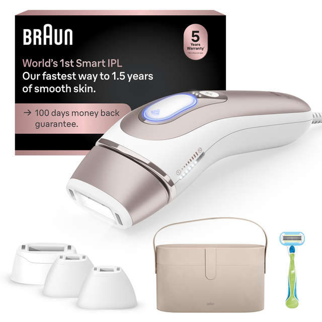 Braun Skin i·expert Smart IPL: At Home Alternative to Laser Hair Removal with 4 Caps and Vanity Case, PL7387