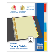 3 Ring Binder Dividers - 5 Color Tabs