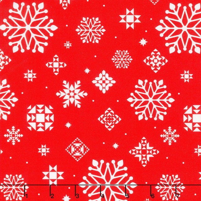 Christmas In Quilt Town - Snowflakes Red 110" Wide Backing