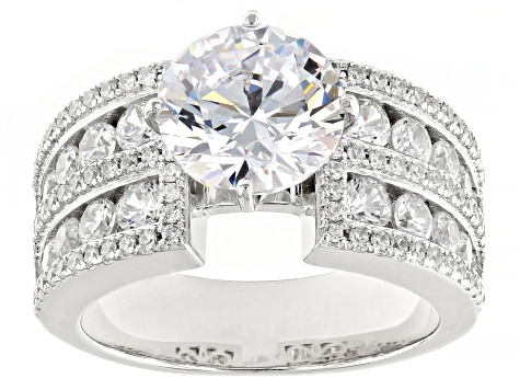 White Cubic Zirconia Platinum Over Sterling Silver Ring 6.53ctw