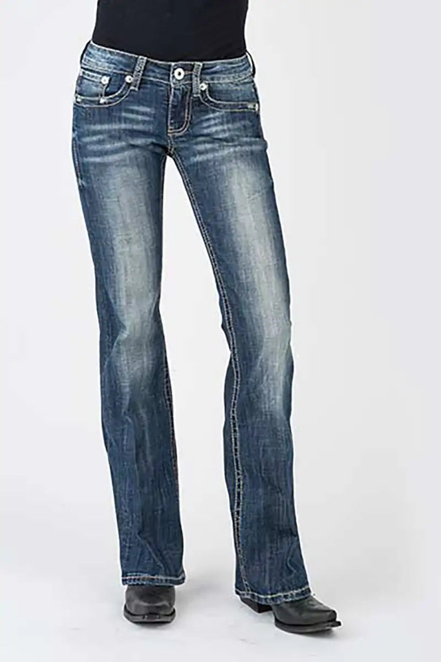 Stetson 816 Classic Boot Cut Blasted (Denim Dark Wash) - Women's Jeans