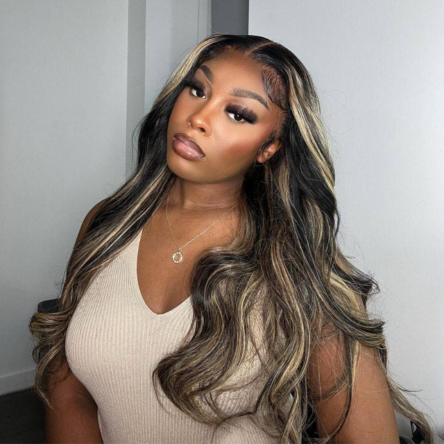 USA Shipping | 1B27 Highlight 13x6 Skinlike Real HD Lace Front Wig 250% Density