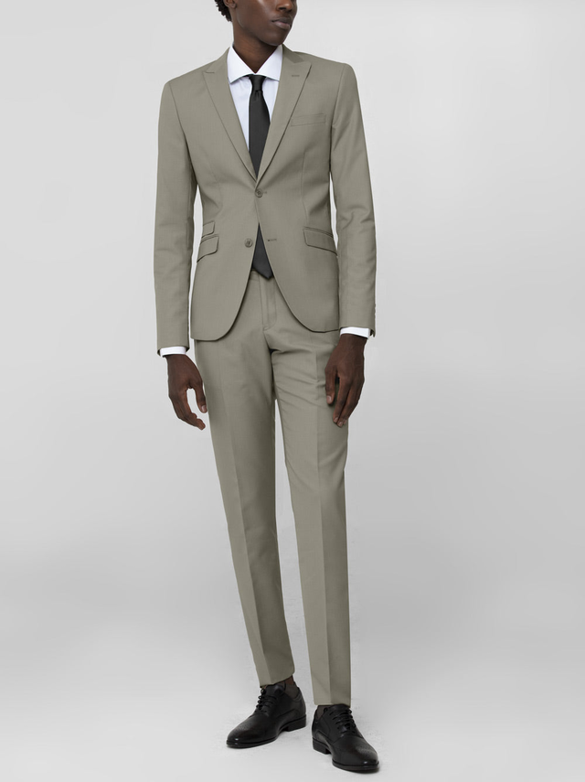 London Fog Grey Two Button Peak Lapel Ticket Pocket Suit