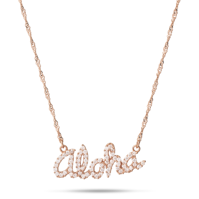 16" Aloha Necklace in Rose Gold with Diamonds