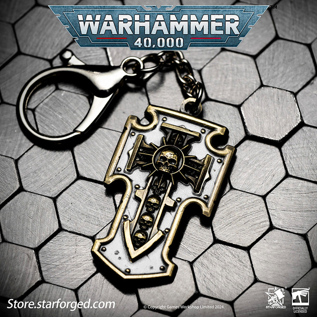 Starforged Warhammer 40K Space Marines Relic Storm Shield Keychain Game Peripheral Alloy Keychain Christmas Gifts