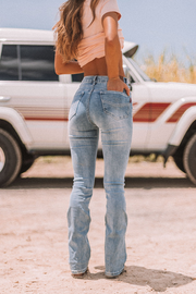 Penny Womens High Rise Bootleg Jean - Light Blue