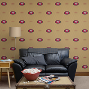 San Francisco 49ers (Gold) - Logo Pattern - Peel & Stick Wallpaper - Official NFL - Reusable Vinyl Wall Decals