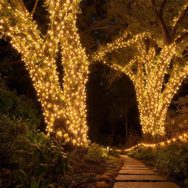 TheLAShop 200ft Outdoor String Light for Porch, Tree Trunk Wrap 4x50ft 110V