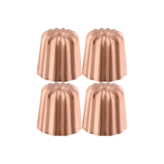 Mauviel M'PASSION Copper 4-Piece Copper Tinned Canele Mold Set, 1.8-In