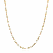 Solid 14K Tri-Color Gold 3.5mm Diamond-Cut Valentino Chain Necklace 16"-24"