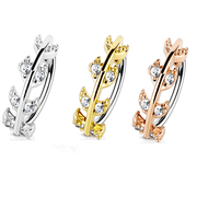 Bendable Hoop Ring with CZ Paved Vine Top 316L Surgical Steel Nose and Cartilage 20 ga 18 ga Sold Each  