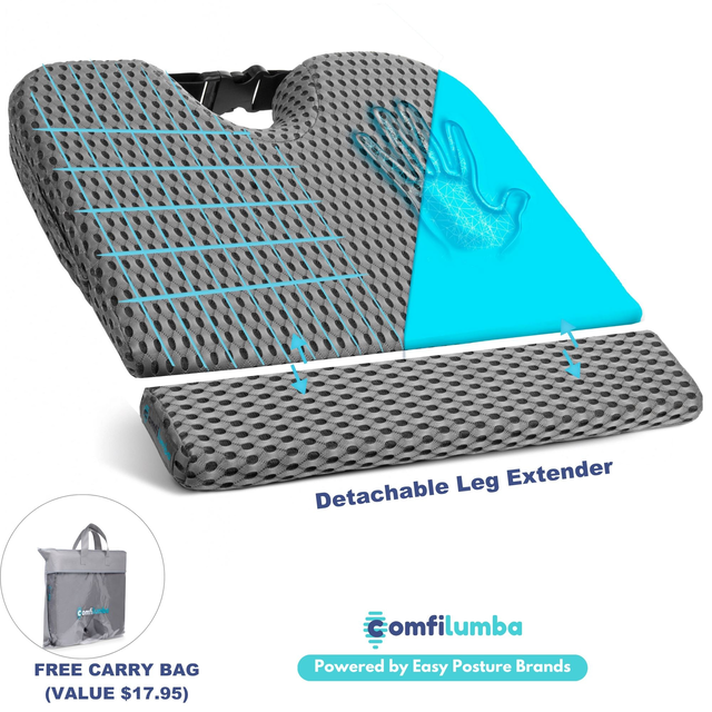 Car Seat Cushion - Wedge Shaped Gel Infused Memory Foam
