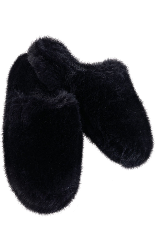 Black Fuzzy Wuzzies Slippers