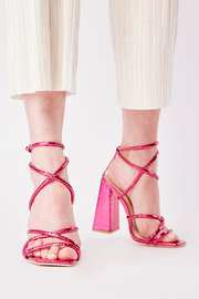 Mock Croc PVC Strappy Heels