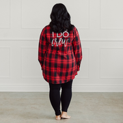 Women's Printed Button Down Plaid Shirt for Bridal Party - I Do Crew